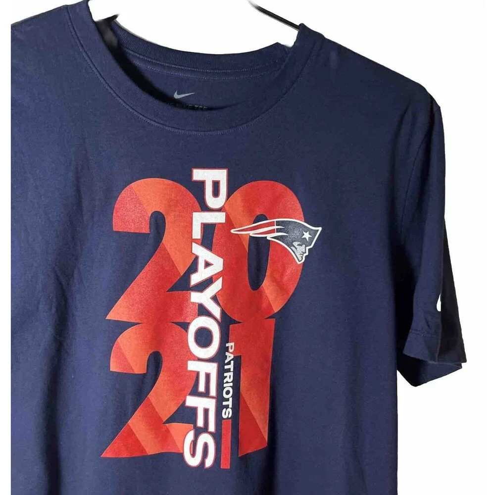 Nike Unisex Navy Blue New England Patriots 2021 NFL Playoffs Bound T-shirt L